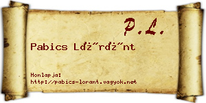 Pabics Lóránt névjegykártya